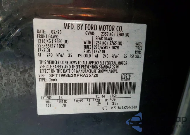 3FTTW8E3XPRA35720: 74190045