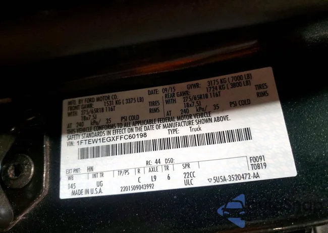 1FTEW1EGXFFC60198: 74050035