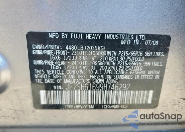 JF2SH61699H746292: 73971245