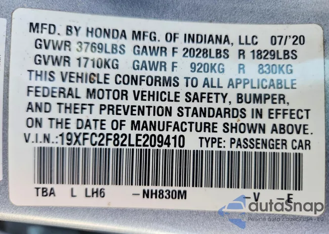 19XFC2F82LE209410: 98093115