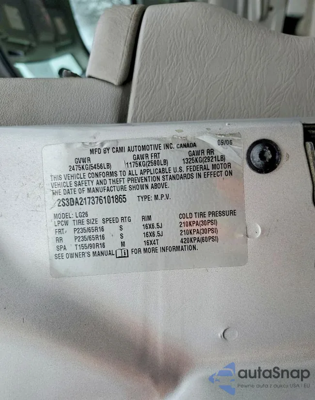 2S3DA217376101865: 99475035