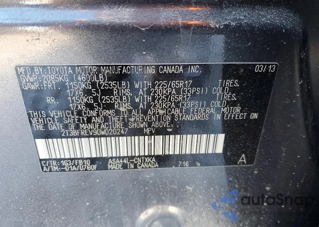 2T3BFREV9DW020247: 73857925