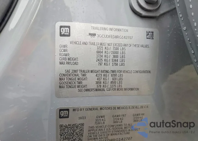 3GCUDFED8RG142707: 74065725