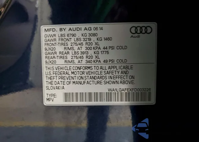 WA1LGAFEXFD003226: 73047795