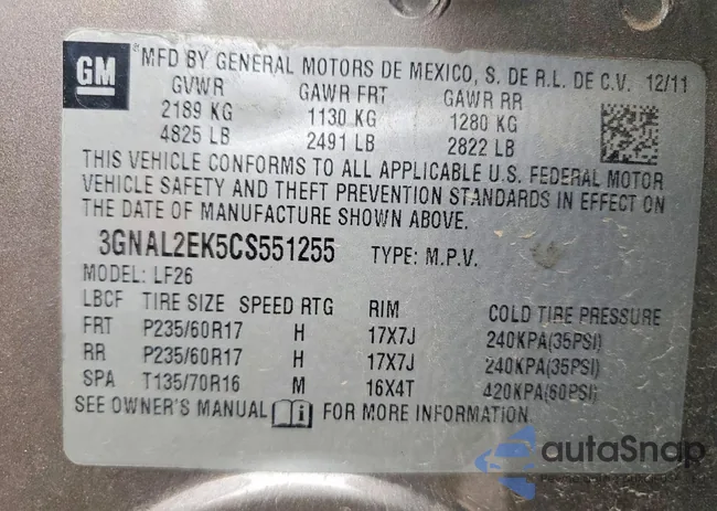 3GNAL2EK5CS551255: 74636495