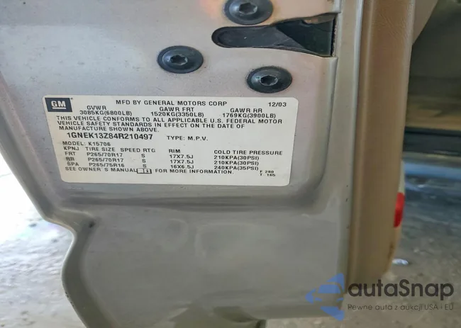 1GNEK13Z84R210497: 98445875