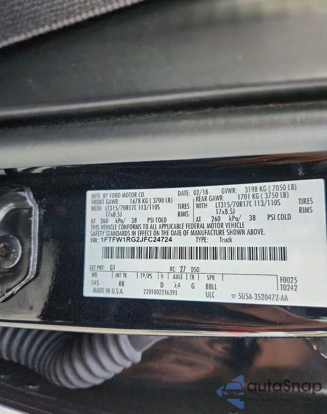 1FTFW1RG2JFC24724: 72915765