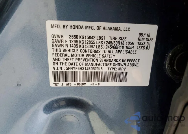 5FNYF6H31JB052016: 72603605