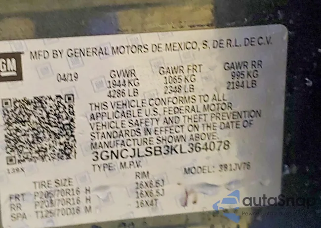 3GNCJLSB3KL364078: 73336595