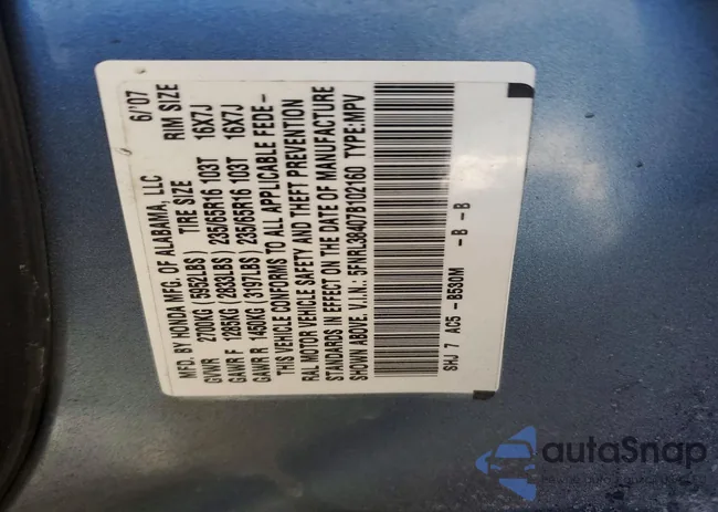 5FNRL38407B102160: 74421745