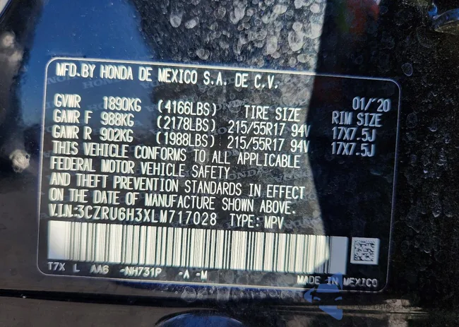 3CZRU6H3XLM717028: 73647875