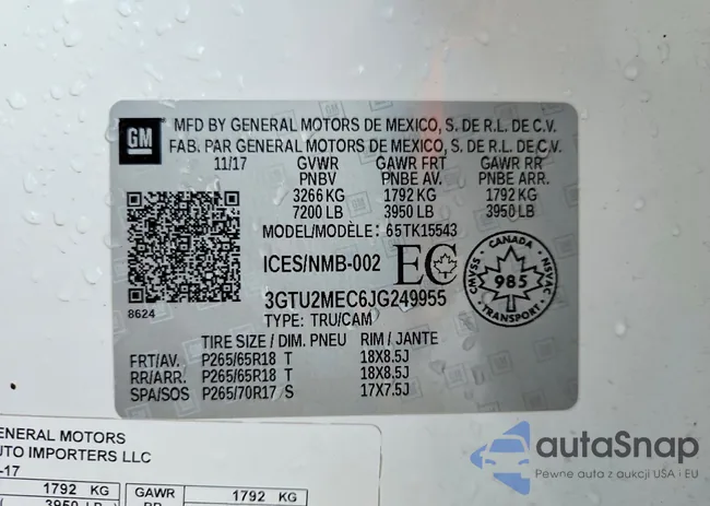 3GTU2MEC6JG249955: 99133385