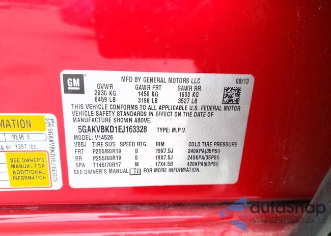 5GAKVBKD1EJ163328: 74463205