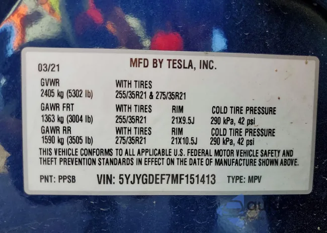 5YJYGDEF7MF151413: 72660365