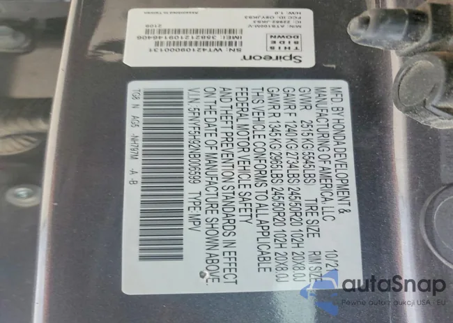 5FNYF5H92NB006599: 98844795