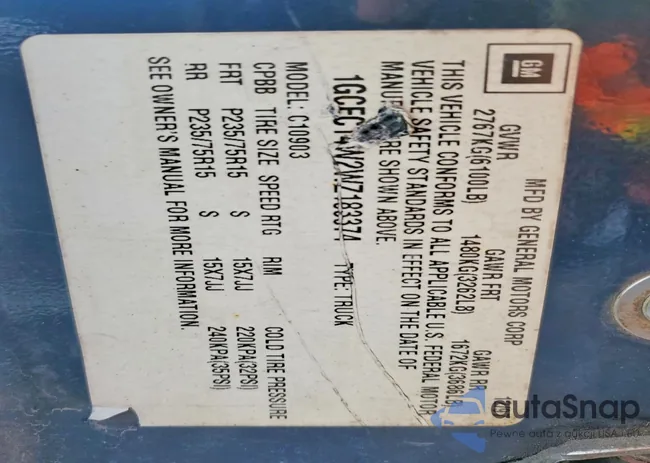 1GCEC14W2WZ183374: 98672155