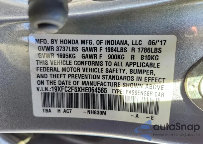 19XFC2F5XHE064565: 72903875