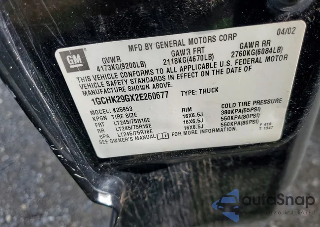 1GCHK29GX2E260677: 98887475