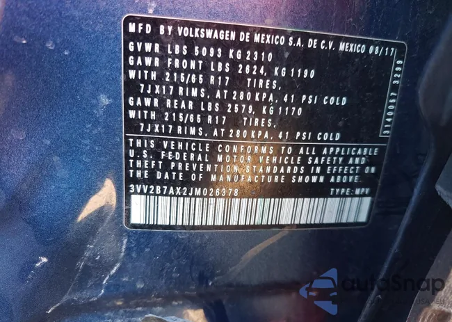 3VV2B7AX2JM026378: 98782425