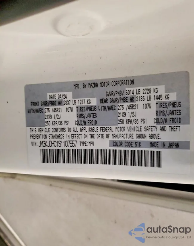 JM3KJDHC1S1107557: 74234555