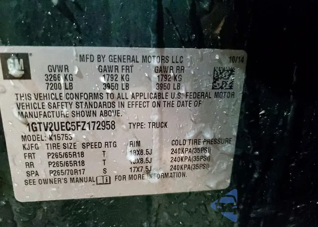 1GTV2UEC5FZ172958: 72360155