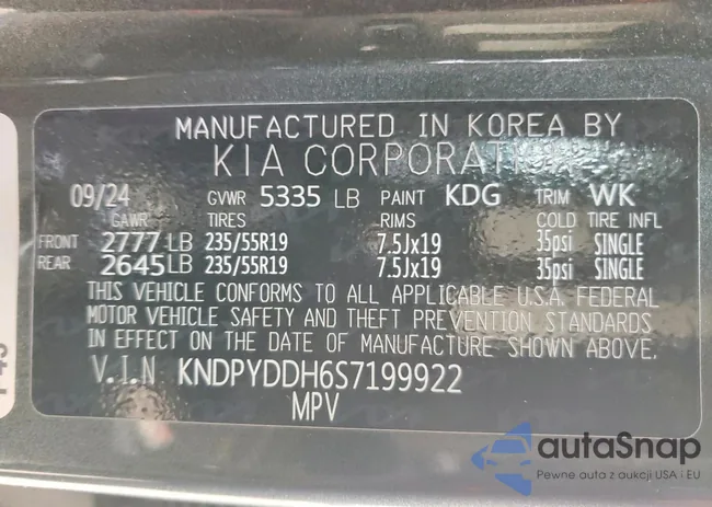 KNDPYDDH6S7199922: 98821945