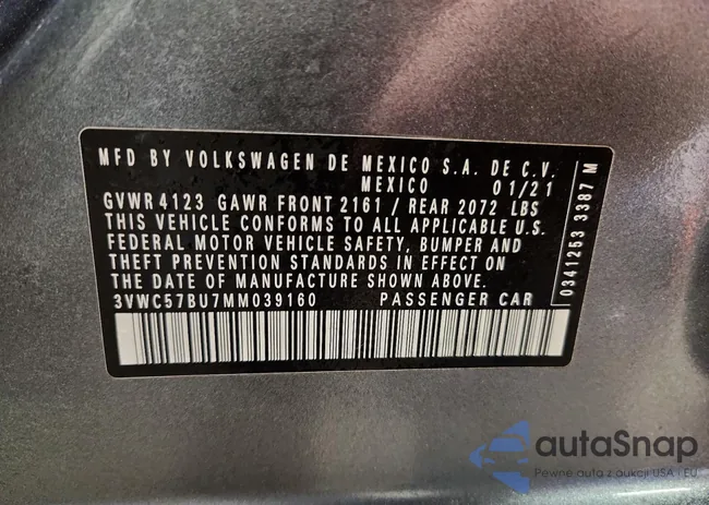 3VWC57BU7MM039160: 72583905