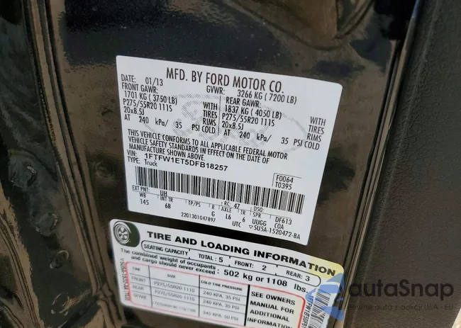 1FTFW1ET5DFB18257: 98204855