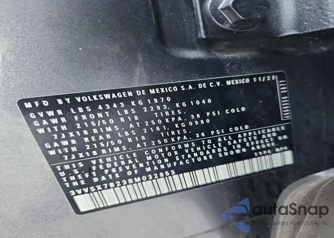 3VVSX7B23RM032853: 72422215