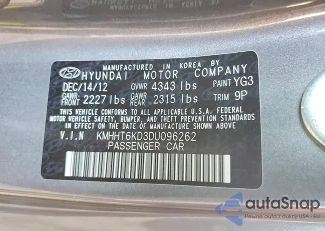 KMHHT6KD3DU096262: 72191775