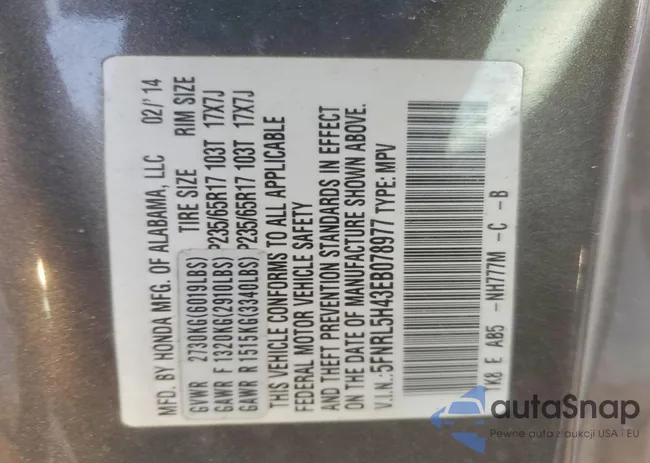 5FNRL5H43EB078977: 98595255