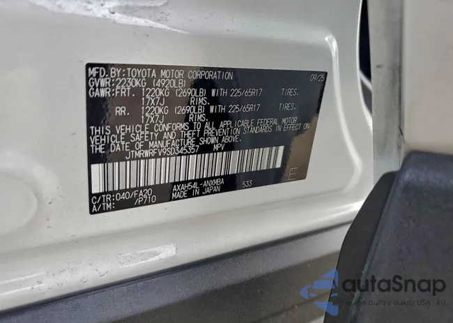 JTMRWRFV9SD345357: 98698715