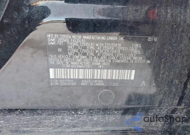 2T3RF4DV3AW041061: 73851155