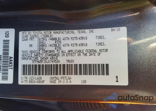 5TFHW5F18JX749524: 73008445