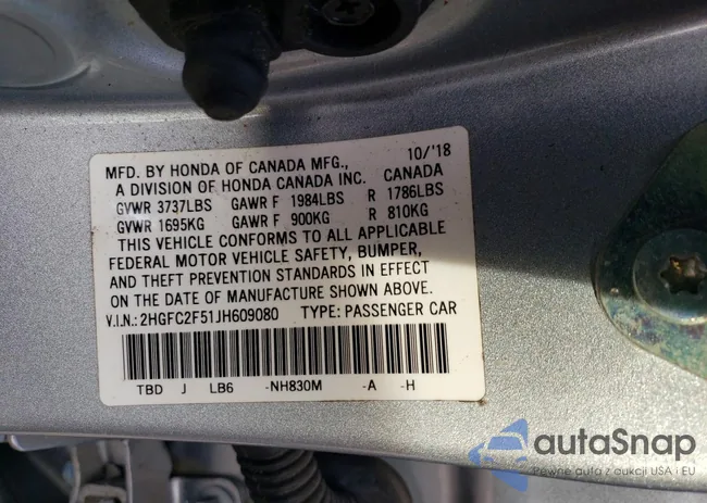 2HGFC2F51JH609080: 73623935