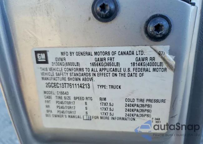 2GCEC13T761114213: 73908385