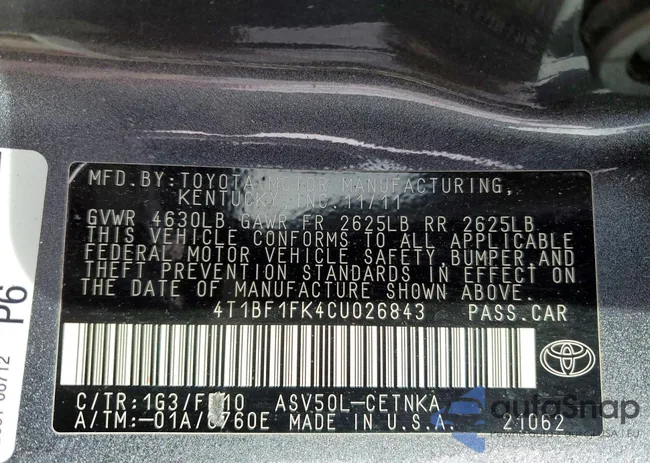 4T1BF1FK4CU026843: 73688915