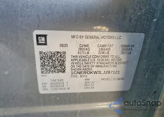 1GNERGKW3LJ287121: 98907995