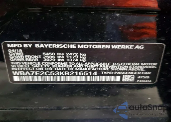 WBA7E2C53KB216514: 73866345