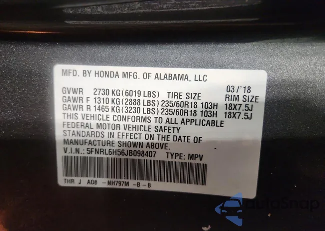 5FNRL6H56JB098407: 74093795