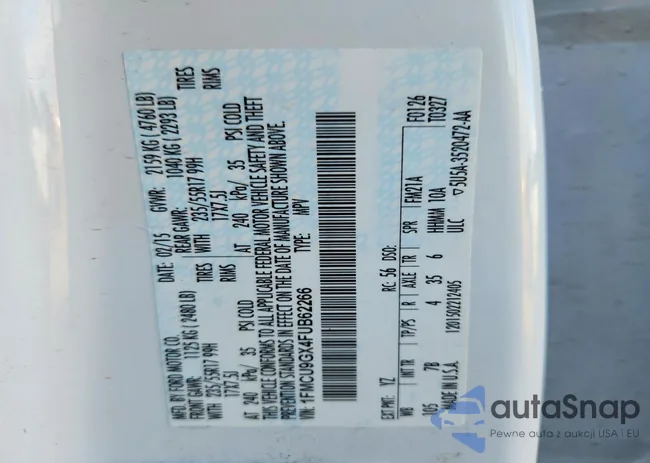 1FMCU9GX4FUB62266: 99538965