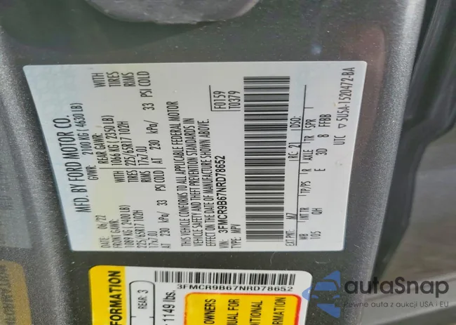 3FMCR9B67NRD78652: 98803285