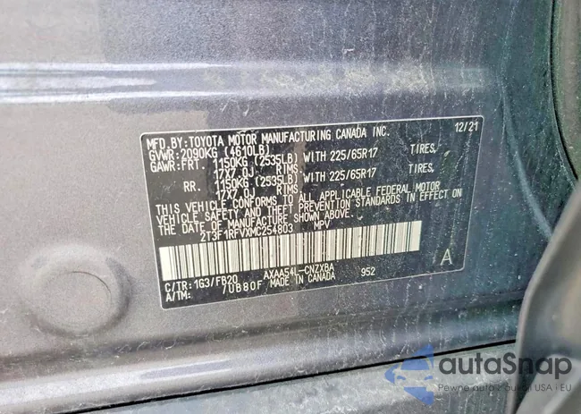 2T3F1RFVXMC254803: 75365945