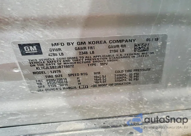 KL7CJLSB2JB716072: 72405035