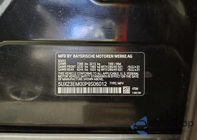 5UX23EM00P9S06012: 75537745