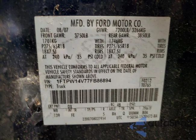 1FTPW14V77FB86894: 74285875