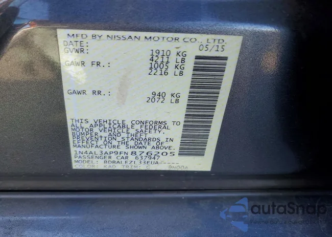 1N4AL3AP9FN876205: 96962635