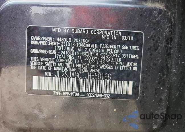 JF2SJAGC5JH558166: 98639795