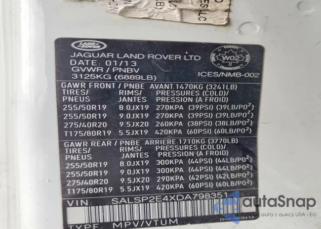 SALSP2E4XDA798351: 72459195