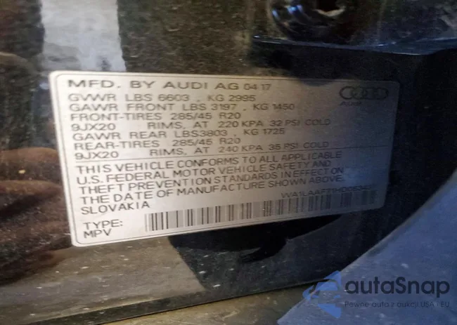 WA1LAAF71HD053437: 73829685